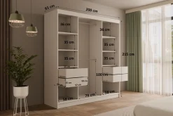 Szafa z drzwiami przesuwnymi i lustrem V2-LINEA 200 x 215 cm