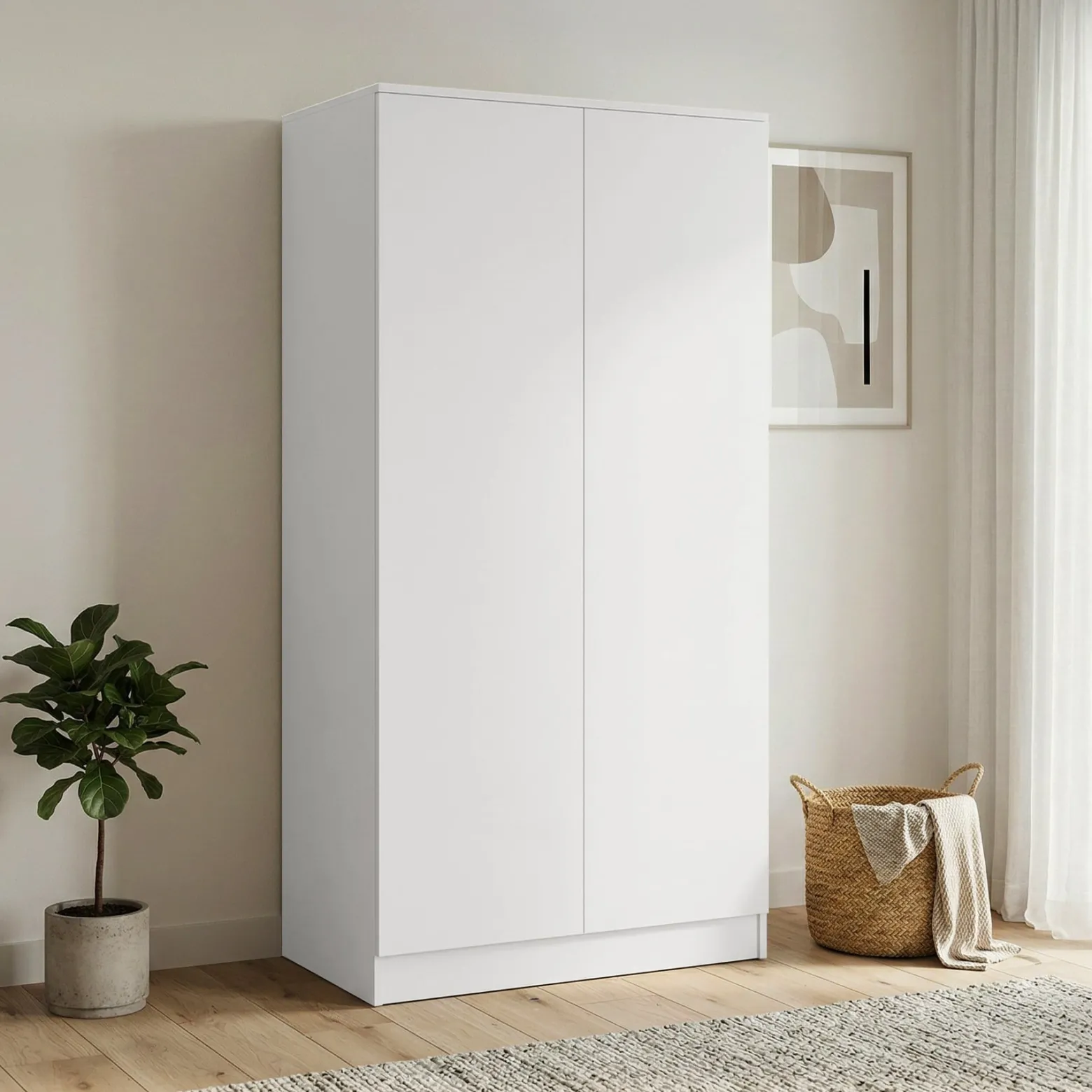 Szafa z drzwiami uchylnymi CLASSIC- biała 90 cm dwudrzwiowa