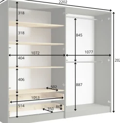 Szafa z lustrem 220 cm czterodrzwiowa RUSTICA szary grafit