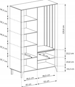 Szafa Z Lustrem 197 cm Drzwi Połki Wzór Jodełki MALUBA