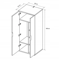 SZAFA Z LUSTREM Lana 2-DRZWIOWA 80 cm dąb/szary