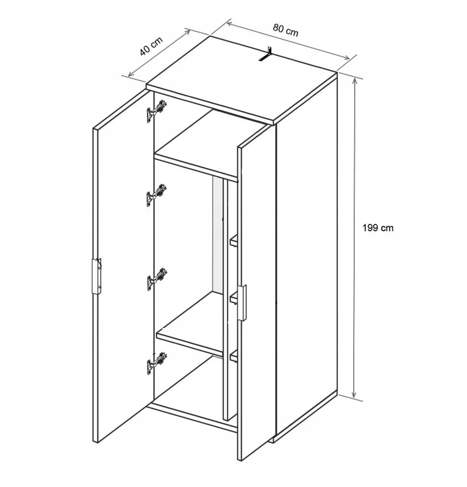 SZAFA Z LUSTREM Lana 2-DRZWIOWA 80 cm dąb/szary