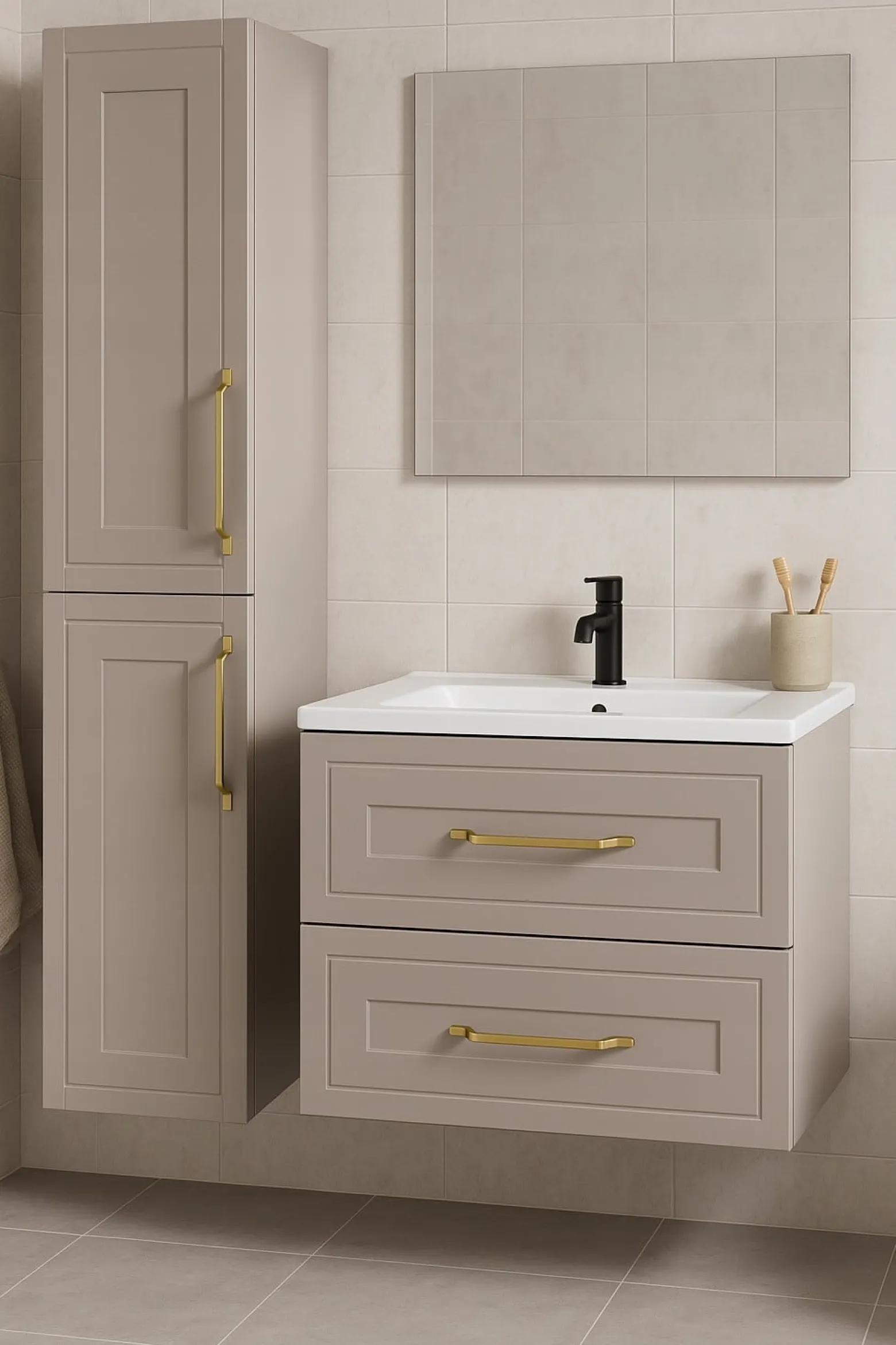 Szafka łazienkowa kaszmir 60 cm FREZOWANY Front