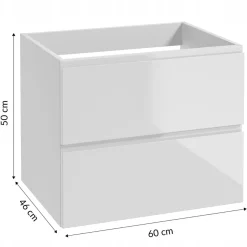 Szafka Łazienkowa Wisząca Biała z Blatem Dąb Złoty 60 cm Front Połysk