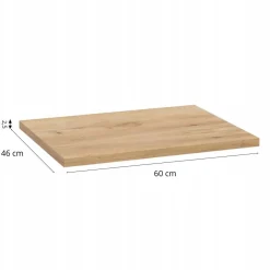 Szafka Łazienkowa Wisząca Biała z Blatem Dąb Złoty 60 cm Front Połysk