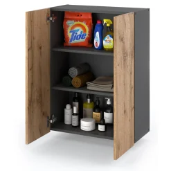 Szafka łazienkowa wisząca 60cm loft bezuchywtowa szary wotan