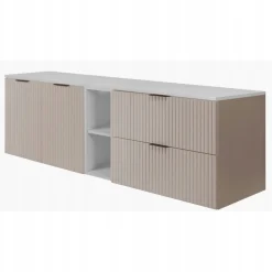 Szafka Łazienkowa Wisząca Dwudrzwiowa Kaszmir Blat Regał Biały 140X46 Cm
