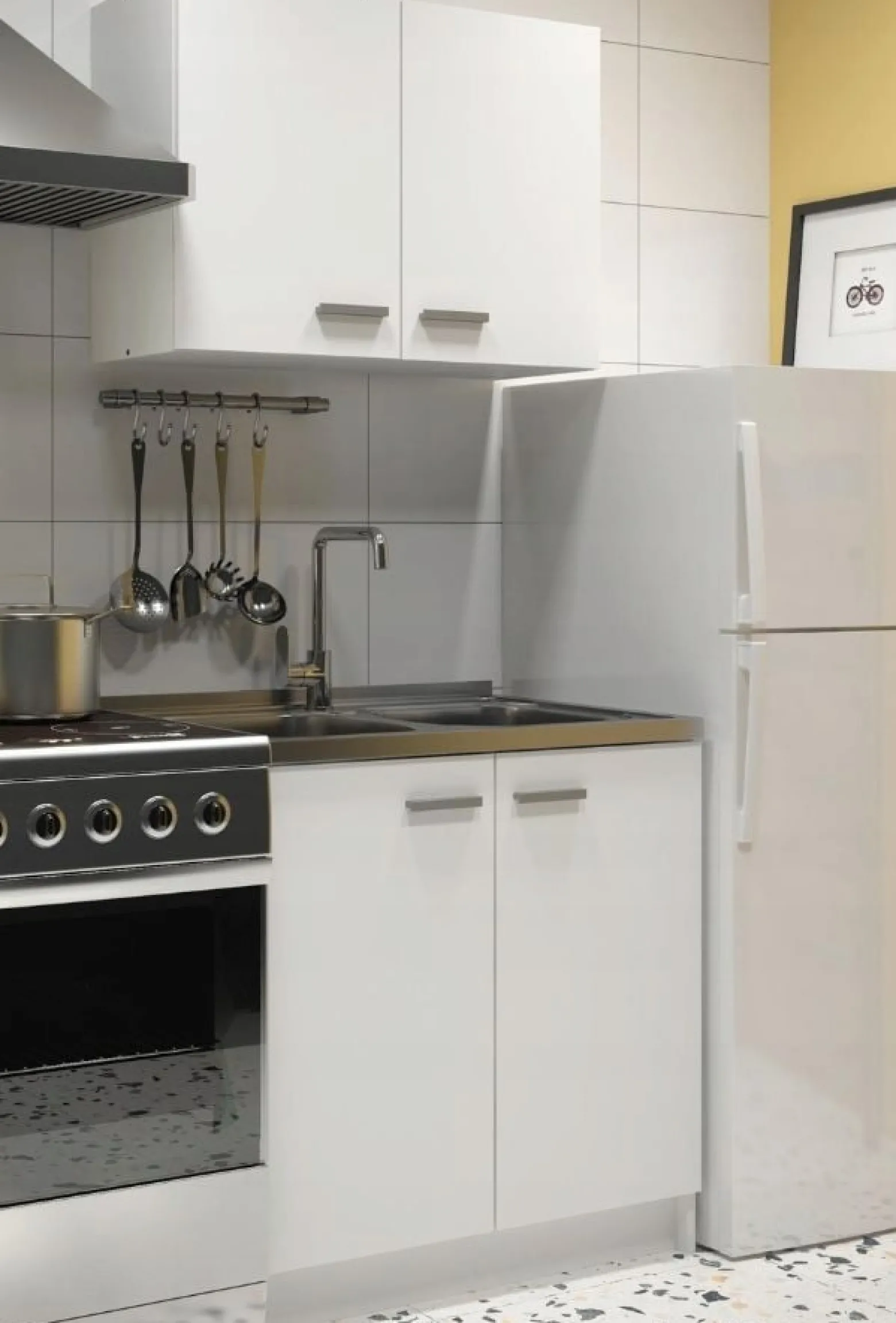 Szafka Kuchenna Biała Zlew 2 Komory 80 Bateria Wysoka