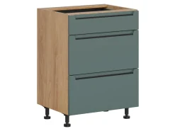 Szafka kuchenna dolna Iris 60 cm z szufladami cichy domyk zieleń boho