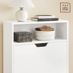 Szafka na buty biała MDF 60x24x102 cm 2 klapy 4 półki mat do przedpokoju