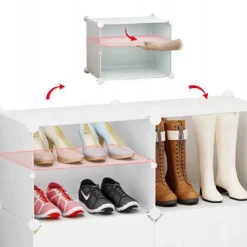 Szafka na buty modułowa garderoba ubraniowa biała skandynawski regał