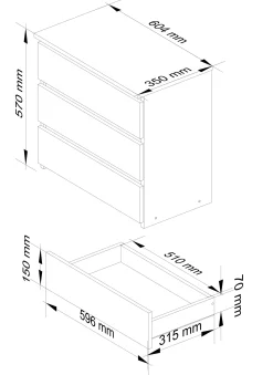 Szafka nocna AKORD CL3 Biała 60 cm Biały mat 60x35x57 cm