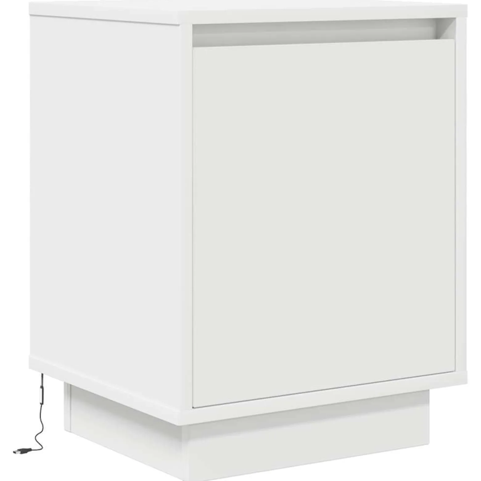 Szafka Nocna Biała Komoda Stolik Półka Nocna Do Sypialni LED 38x34x50 cm