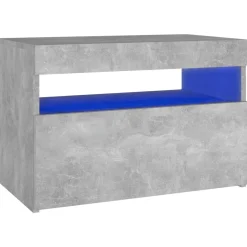 Szafka Nocna Stolik Komoda Szara z LED Do Sypialni 60x35x40 cm