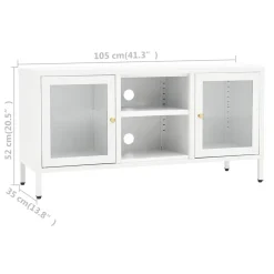 Szafka Pod Telewizor Biała Półka Szafka RTV Stalowa 105x35x52 cm