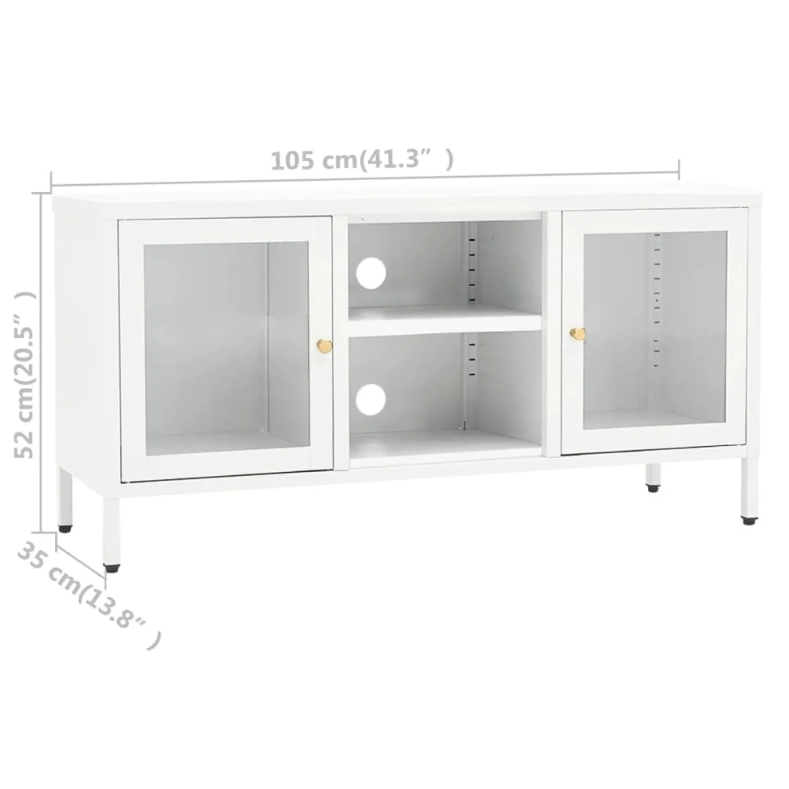 Szafka Pod Telewizor Biała Półka Szafka RTV Stalowa 105x35x52 cm