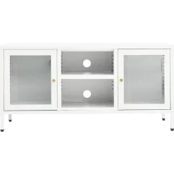 Szafka Pod Telewizor Biała Półka Szafka RTV Stalowa 105x35x52 cm