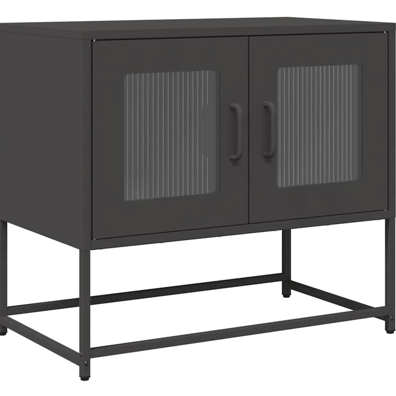 Szafka Pod Telewizor Czarna Półka Szafka RTV Stalowa 68x39x60.5 cm