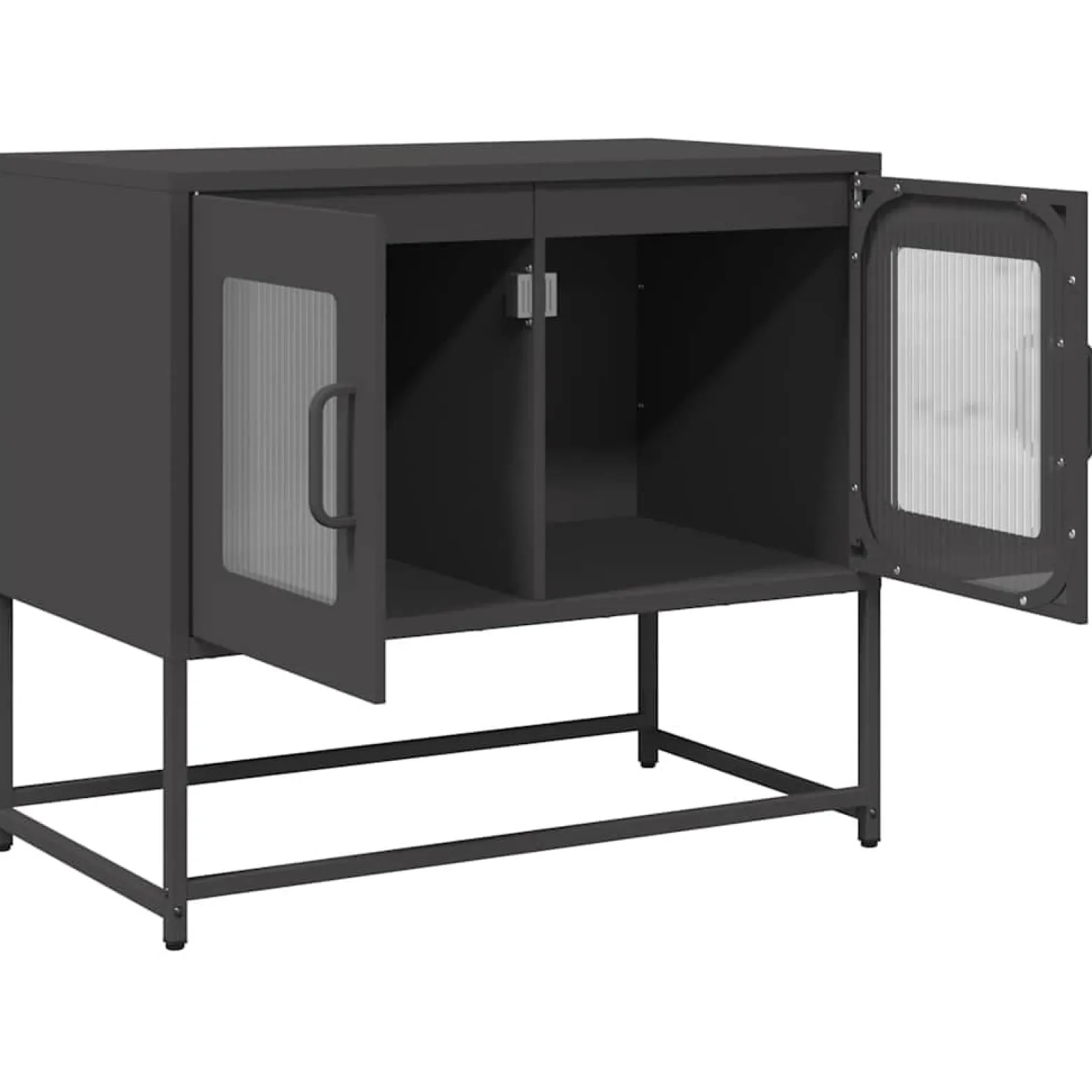 Szafka Pod Telewizor Czarna Półka Szafka RTV Stalowa 68x39x60.5 cm