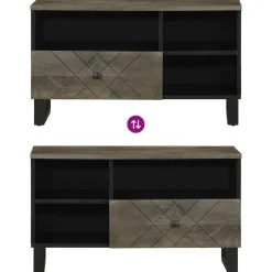 Szafka pod telewizor czarna 80x33x46 cm lite drewno mango