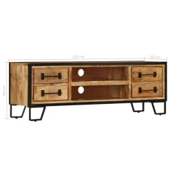 Szafka pod TV z szufladami, 120x30x40 cm, lite drewno mango