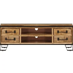 Szafka pod TV z szufladami, 120x30x40 cm, lite drewno mango