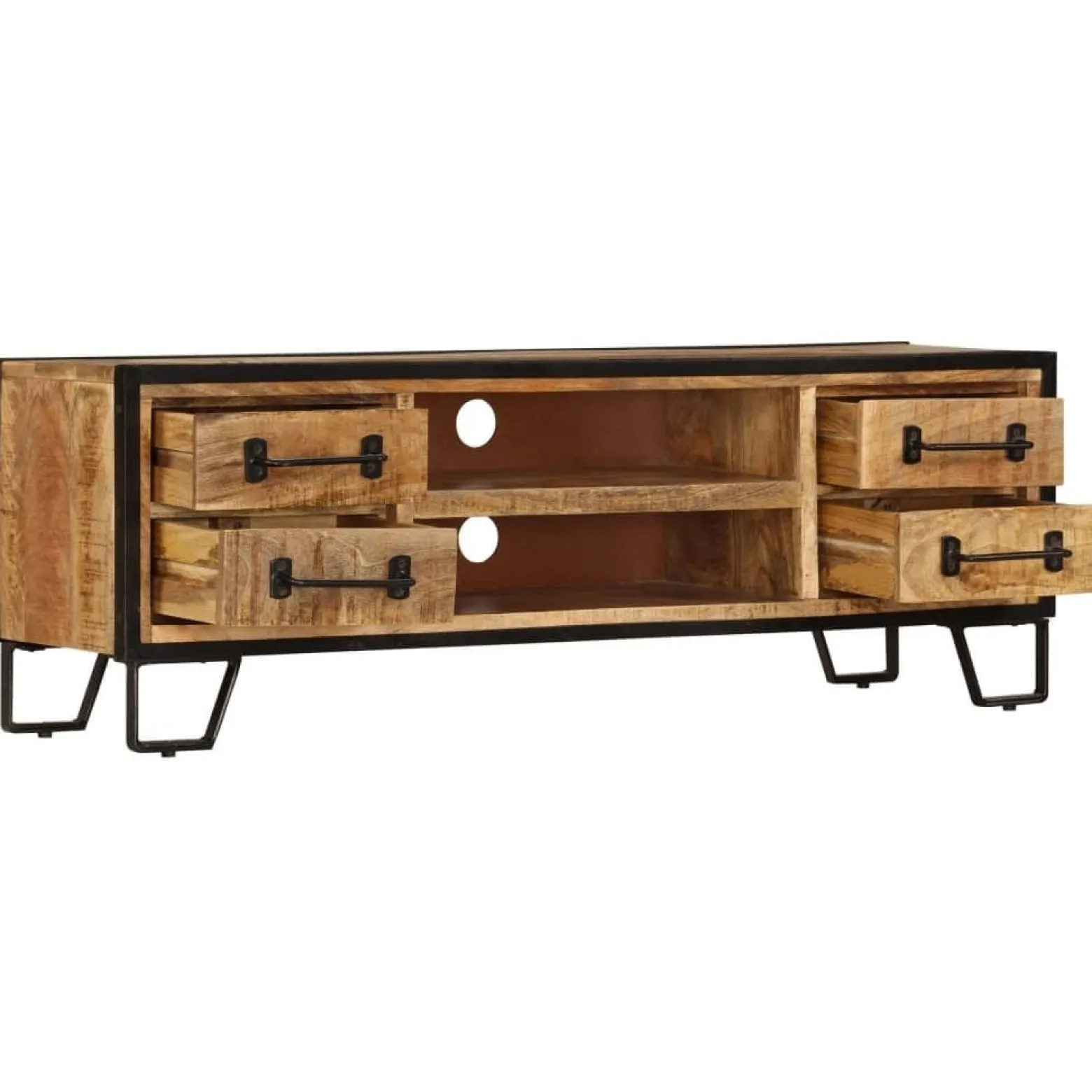 Szafka pod TV z szufladami, 120x30x40 cm, lite drewno mango