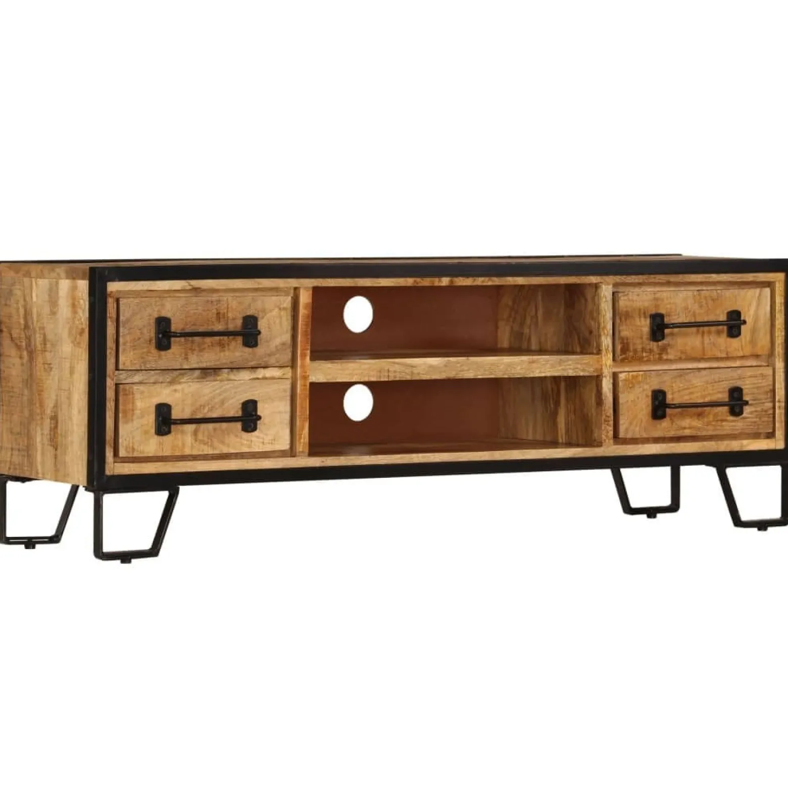 Szafka pod TV z szufladami, 120x30x40 cm, lite drewno mango