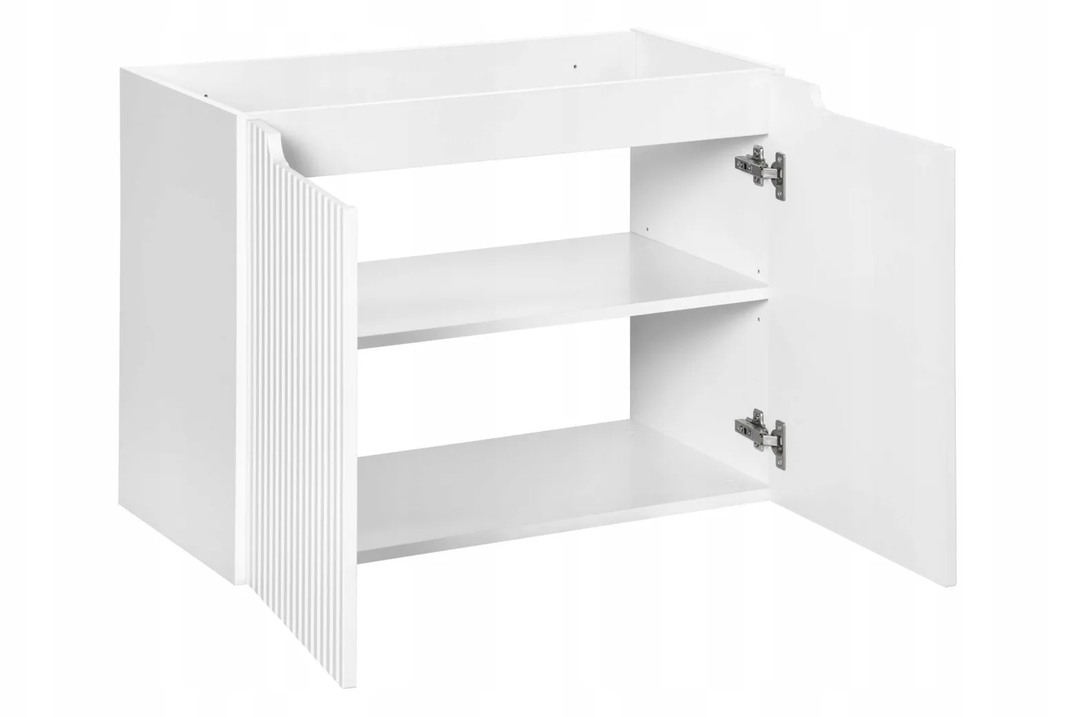 Szafka Pod Umywalkę 80 cm BIAŁA BLAT DĄB RYFLE 2D NOVA WHITE