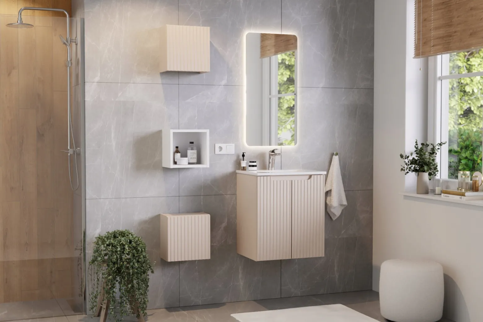 Szafka Pod Umywalkę 50 cm Wisząca RYFLE 2D MDF NOVA KASZMIR