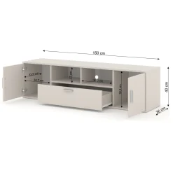 Szafka RTV BLANCA 150 cm kaszmir stolik pod telewizor + LED RGB