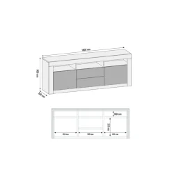 Szafka RTV 160cm ONE FURNITURE - Czarny Laminat & Połysk