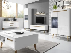 Szafka RTV GROVE 02 biały połysk / dąb riviera