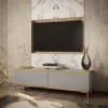Szafka RTV OXFORD 135 cm szary mat nogi złote