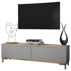 Szafka RTV OXFORD 135 cm szary mat nogi złote