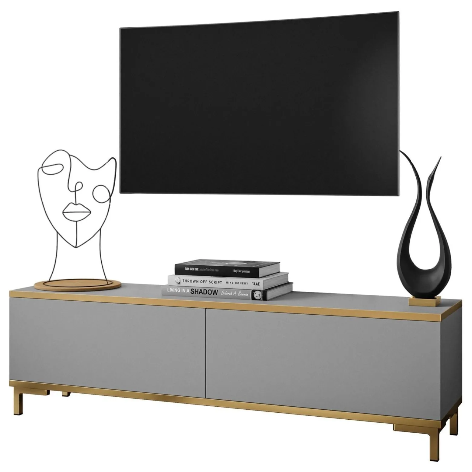 Szafka RTV OXFORD 135 cm szary mat nogi złote
