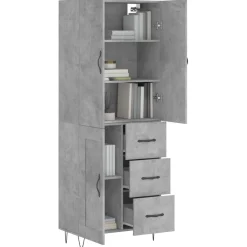 Szafka Szara Beton z Drzwiami 69.5x34x180 cm do Salonu Pokoju