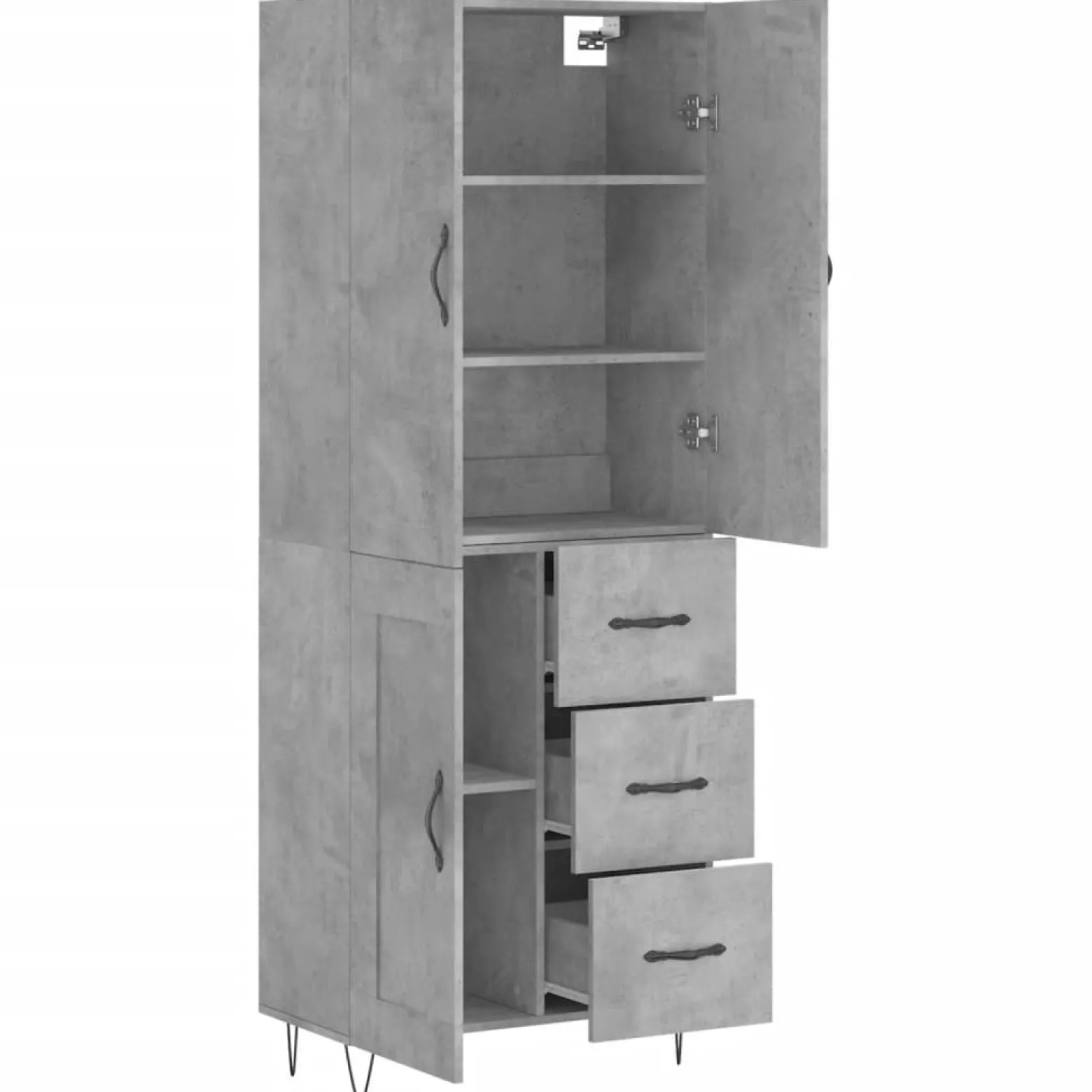 Szafka Szara Beton z Drzwiami 69.5x34x180 cm do Salonu Pokoju