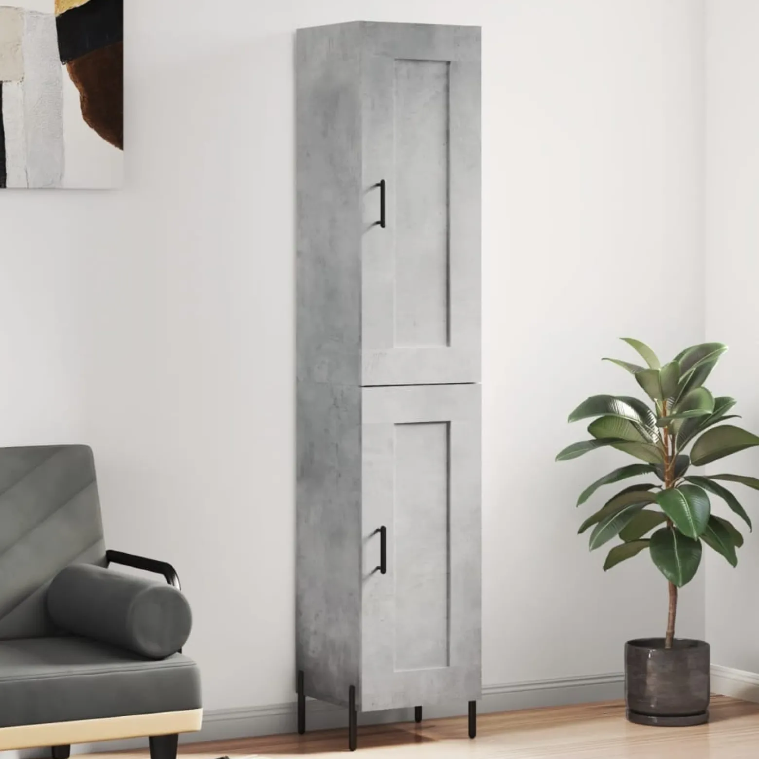 Szafka Szara z Drzwiami 34.5x34x180 cm do Salonu Pokoju Sypialni