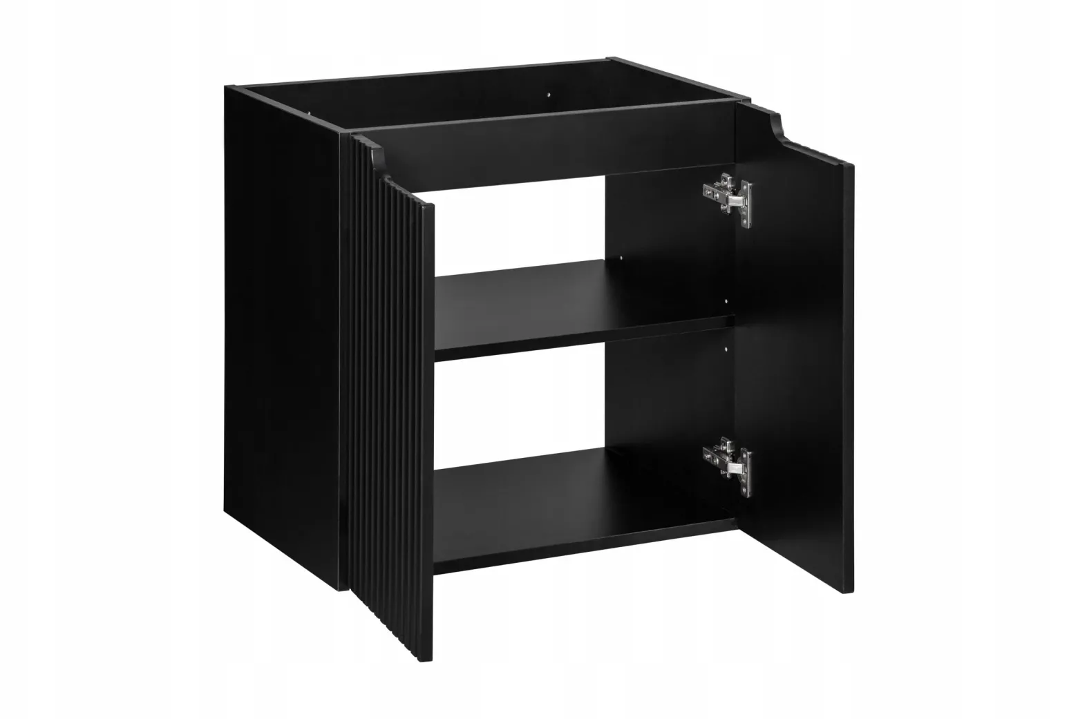 Szafka Z Umywalką 60 cm BLAT DĄB 2 Drzwi Ryfle NOVA BLACK
