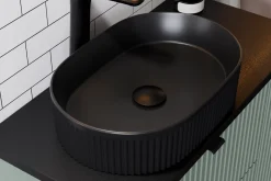 Szafka Z Umywalką 60 cm BLAT DĄB Szuflady Ryfle NOVA BLACK