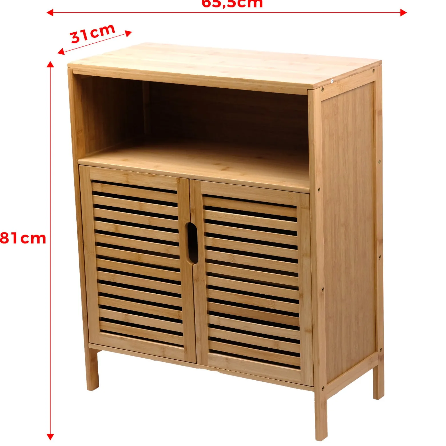 Szafka Łazienkowa Bambusowa z blatem Stojąca z półkami Regał 81x65x31cm