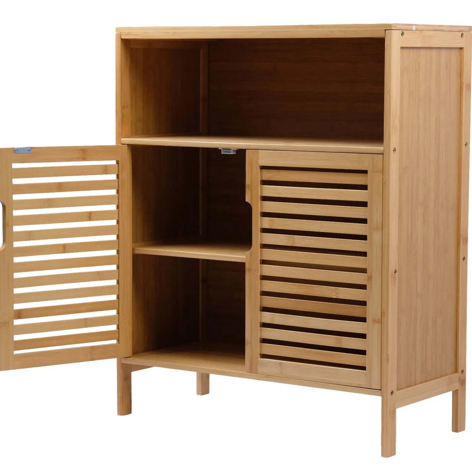 Szafka Łazienkowa Bambusowa z blatem Stojąca z półkami Regał 81x65x31cm