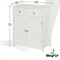Szafka łazienkowa biała nowoczesna pojemna, z szufladami 60x30x75 BR3We