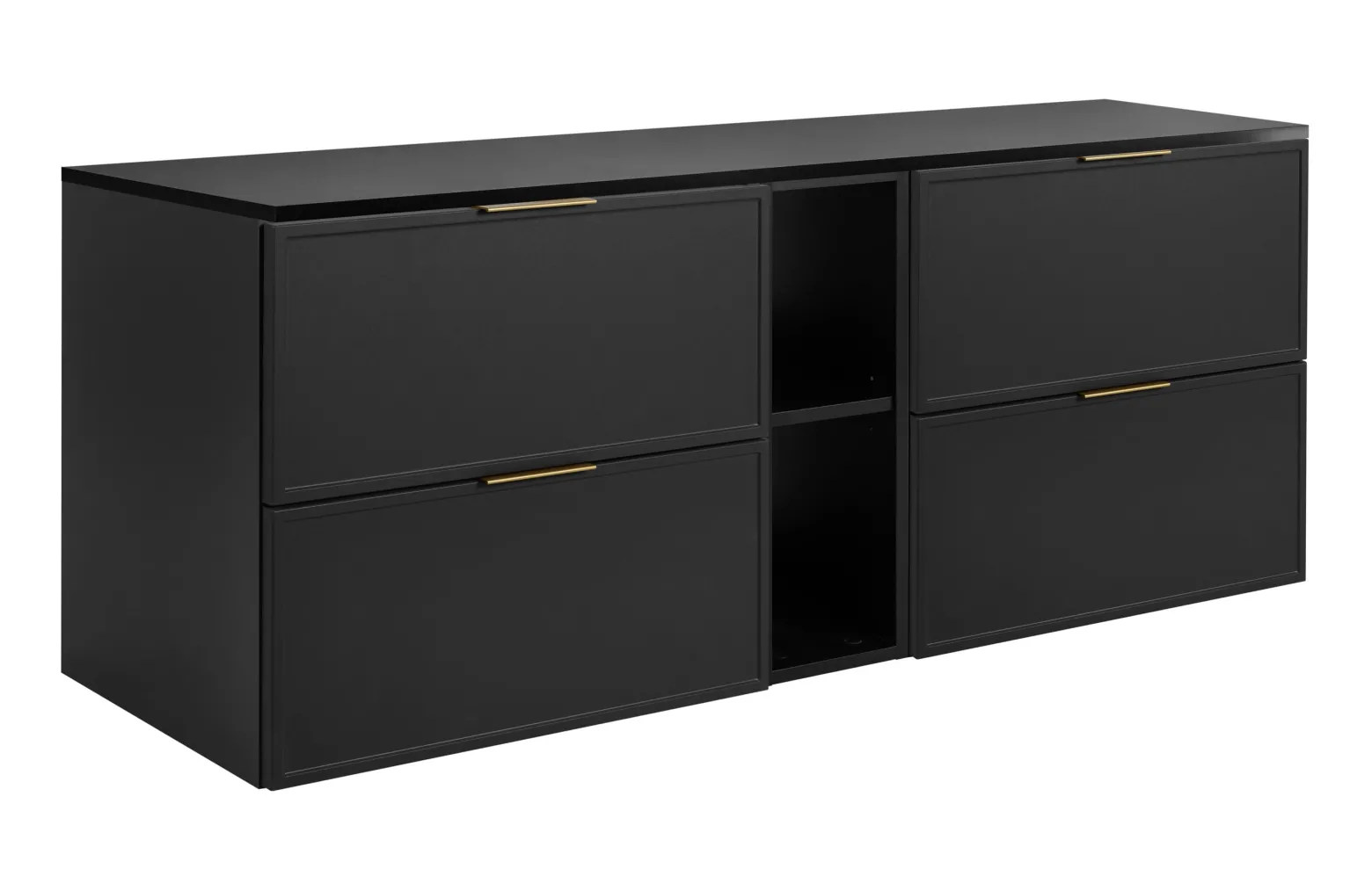 Szafka łazienkowa, ciemnoszara, uchwyt złoty, 140 x 46 x 57 cm