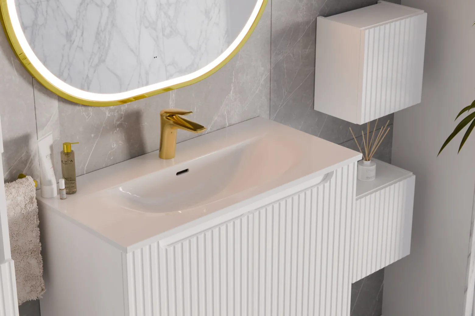 Szafka Łazienkowa 30 cm BIAŁA WISZĄCA RYFLE NOVA WHITE