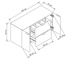 Szafka Łazienkowa pod Umywalkę z Blatem 120cm Kaszmir Orzech