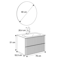 Szafka łazienkowa wisząca ESPEJO 76 cm z lustrem