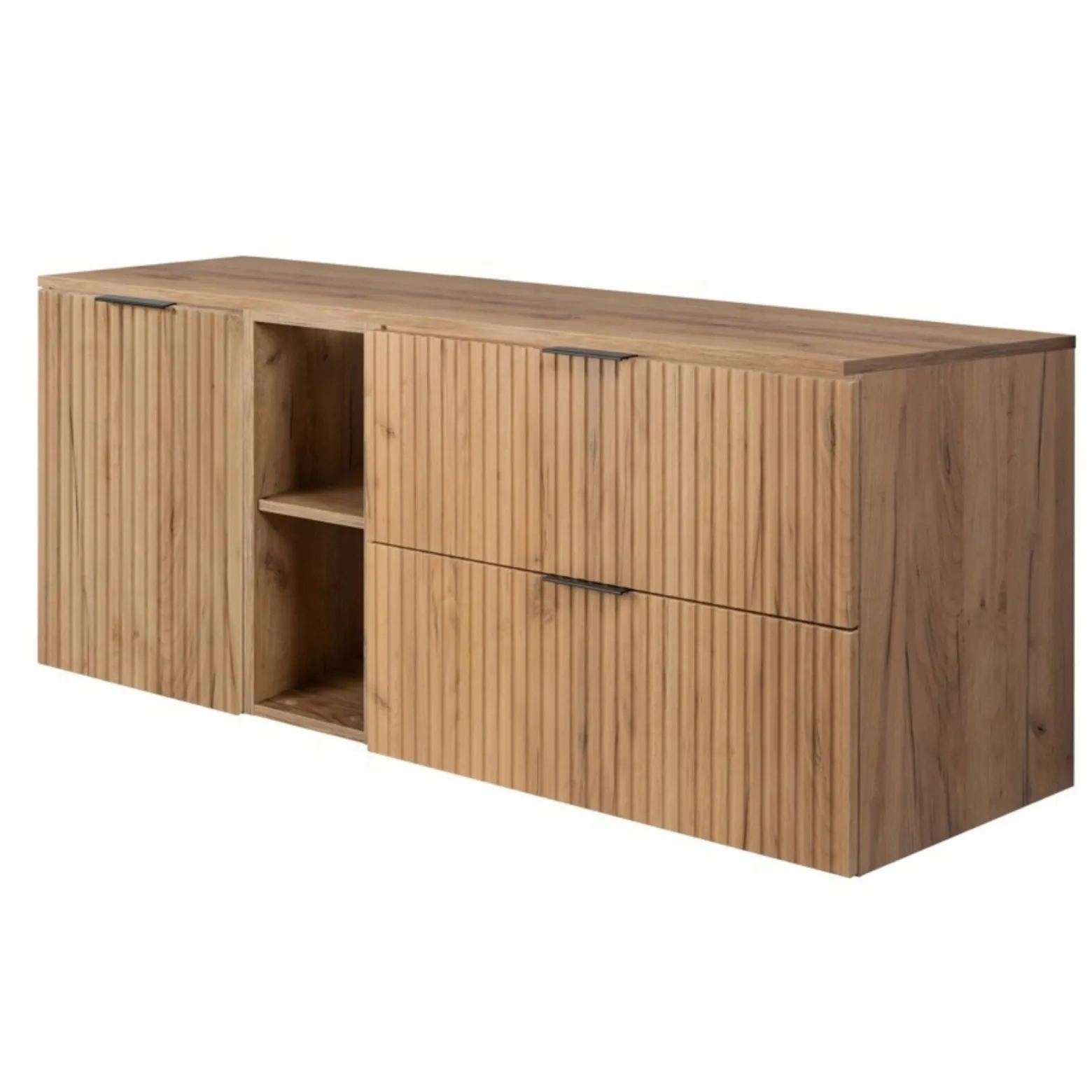 Szafka Łazienkowa Wisząca Jednodrzwiowa Dąb Blat Regał Dąb 120X46 Mdf