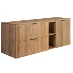 Szafka Łazienkowa Wisząca Jednodrzwiowa Dąb Blat Regał Dąb 120X46 Mdf